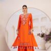 Orange Rayon Thread With Real Mirror Work Salwar Suit