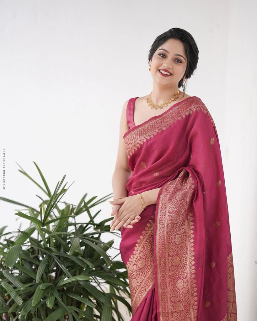 Pink Soft Lichi Silk All Over Saree - Image 7