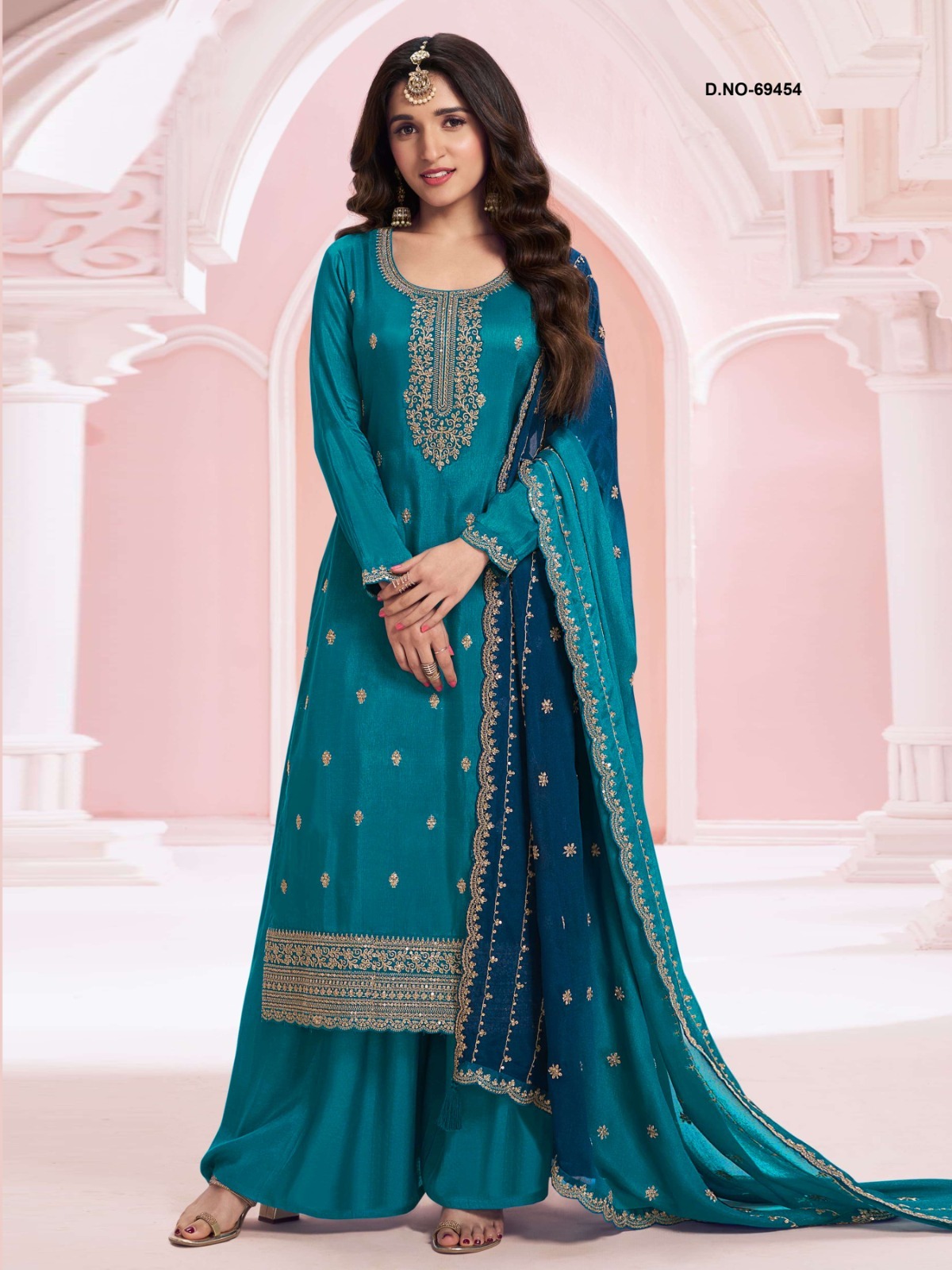 Blue Vichitra Zari Embroidery Work Salwar Suit