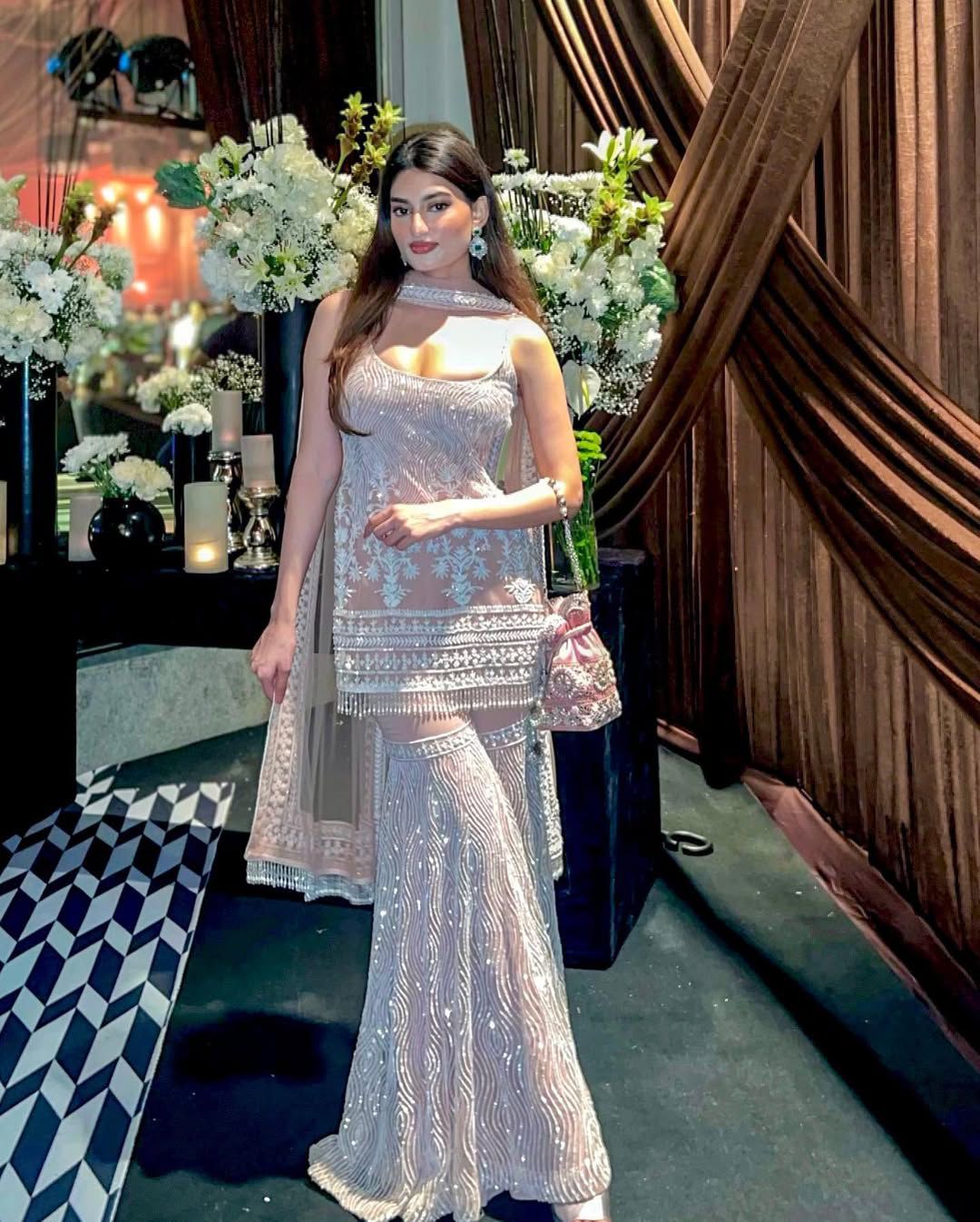 Light Pink Soft Net Sequence Work Salwar Suit