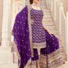 Purple Faux Georgette thread Lace Work Salwar Suit