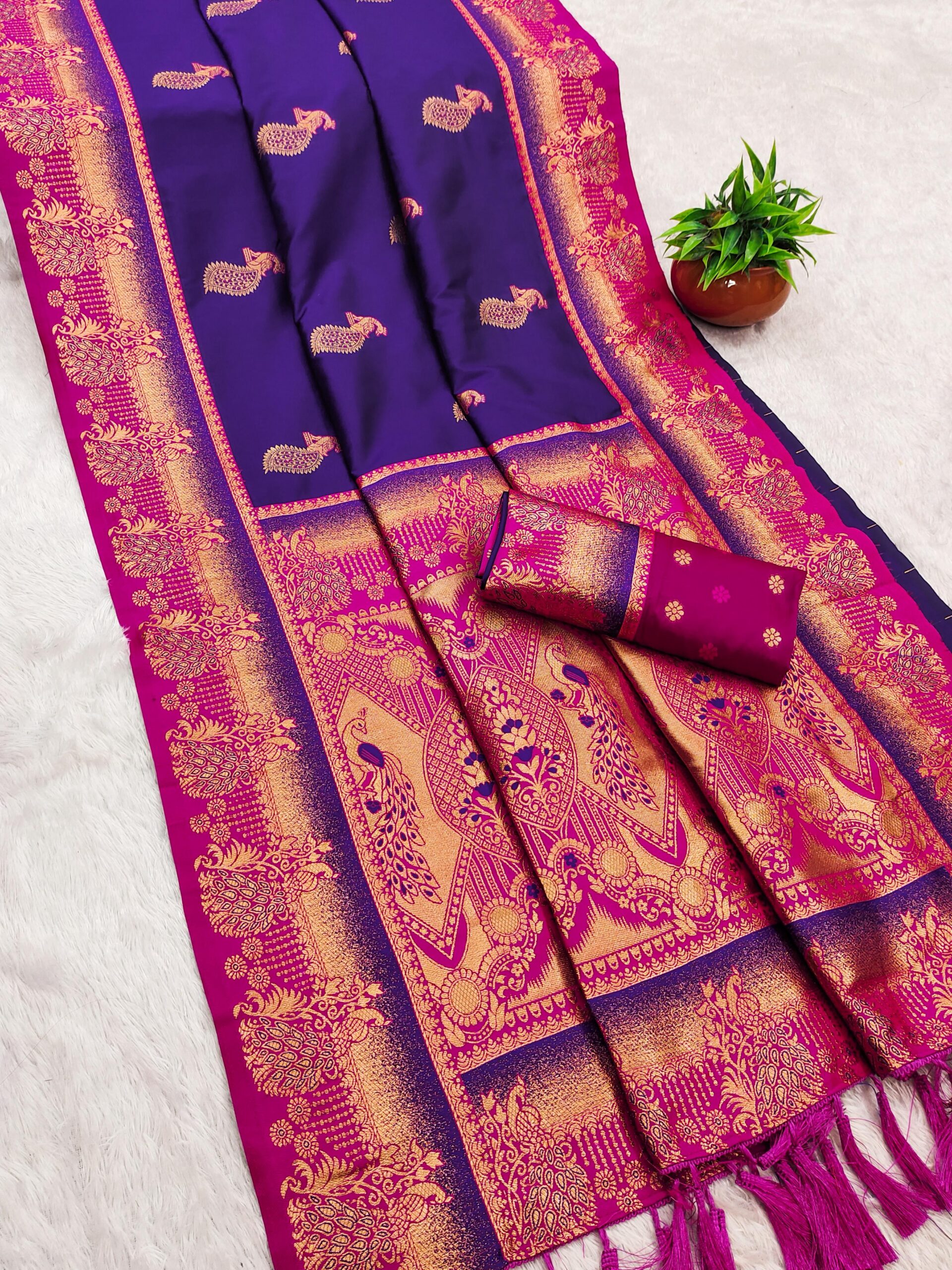 Royal Blue Paithani Silk Zari Lace Work Saree