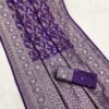 Purple Khaddi Pashmina Floral Print Zari Work Saree