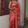 Red Soft Lichi Silk Saree