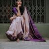 Purple Soft Lichi Silk Rich Pallu Work Saree