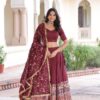 Maroon Vichitra Silk With Embroider Lehenga Choli