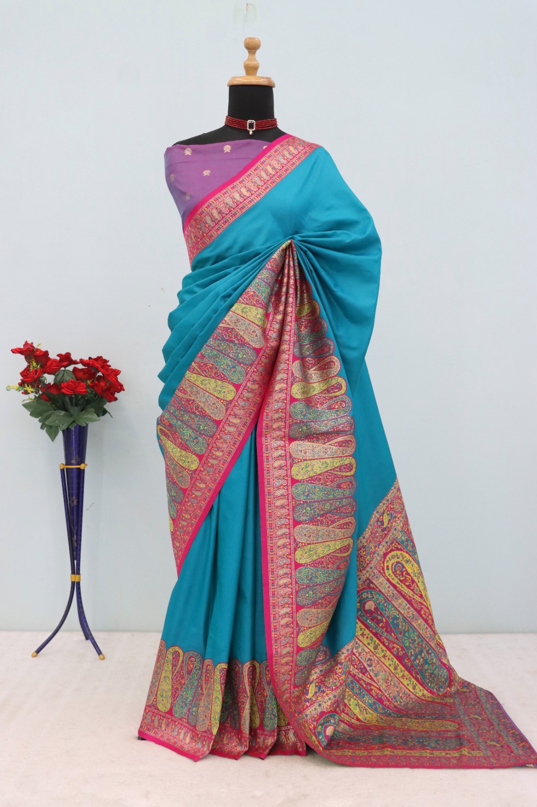 Blue Paithani Silk Woven Motifs Work Saree