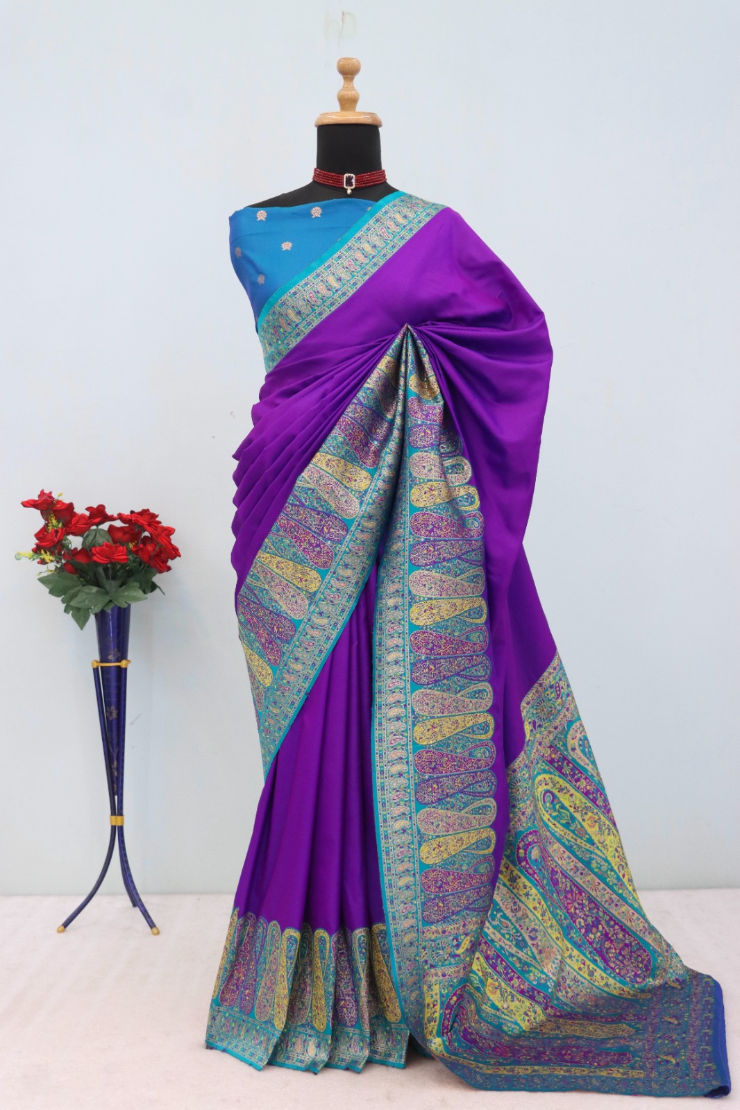 Purple Paithani Silk Woven Motifs Work Saree