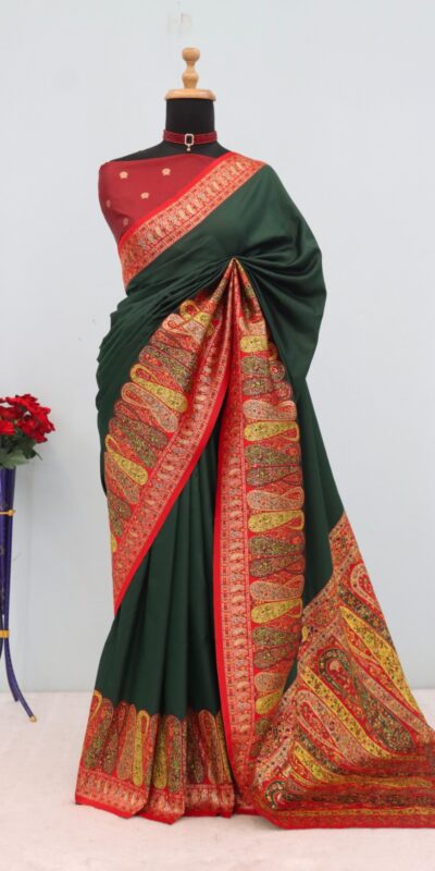 Green Paithani Silk Woven Motifs Work Saree