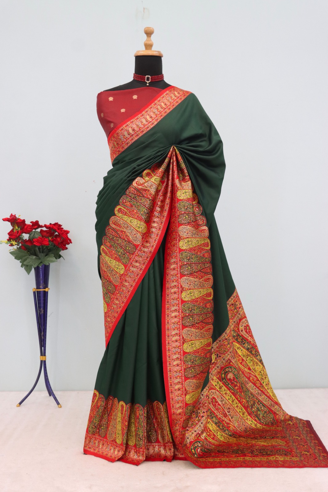 Green Paithani Silk Woven Motifs Work Saree