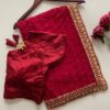 Maroon Faux Georgette Embroidery Mirror Work Saree