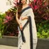 Off White Soft Lilan Slab Lace Border Saree