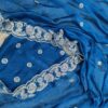 Blue Space Silk Embroidery Work Saree
