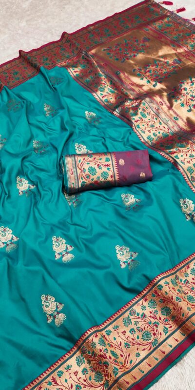 Rama Pethani Silk Zari Lace Weaving Work Saree