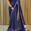 Blue Dola Silk Lace Border Sequins Work Saree