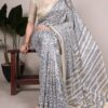 Blue Taser Silk With Printed Work Saree