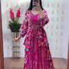 Pink Chinon Thread Work Lehenga Choli