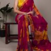 Pink Weightless Marbal Lace Border Work Saree