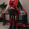 Red Weightless Marbal Lace Border Work Saree