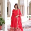 Red Vichitra Silk Embroidery Sequins Work Gown