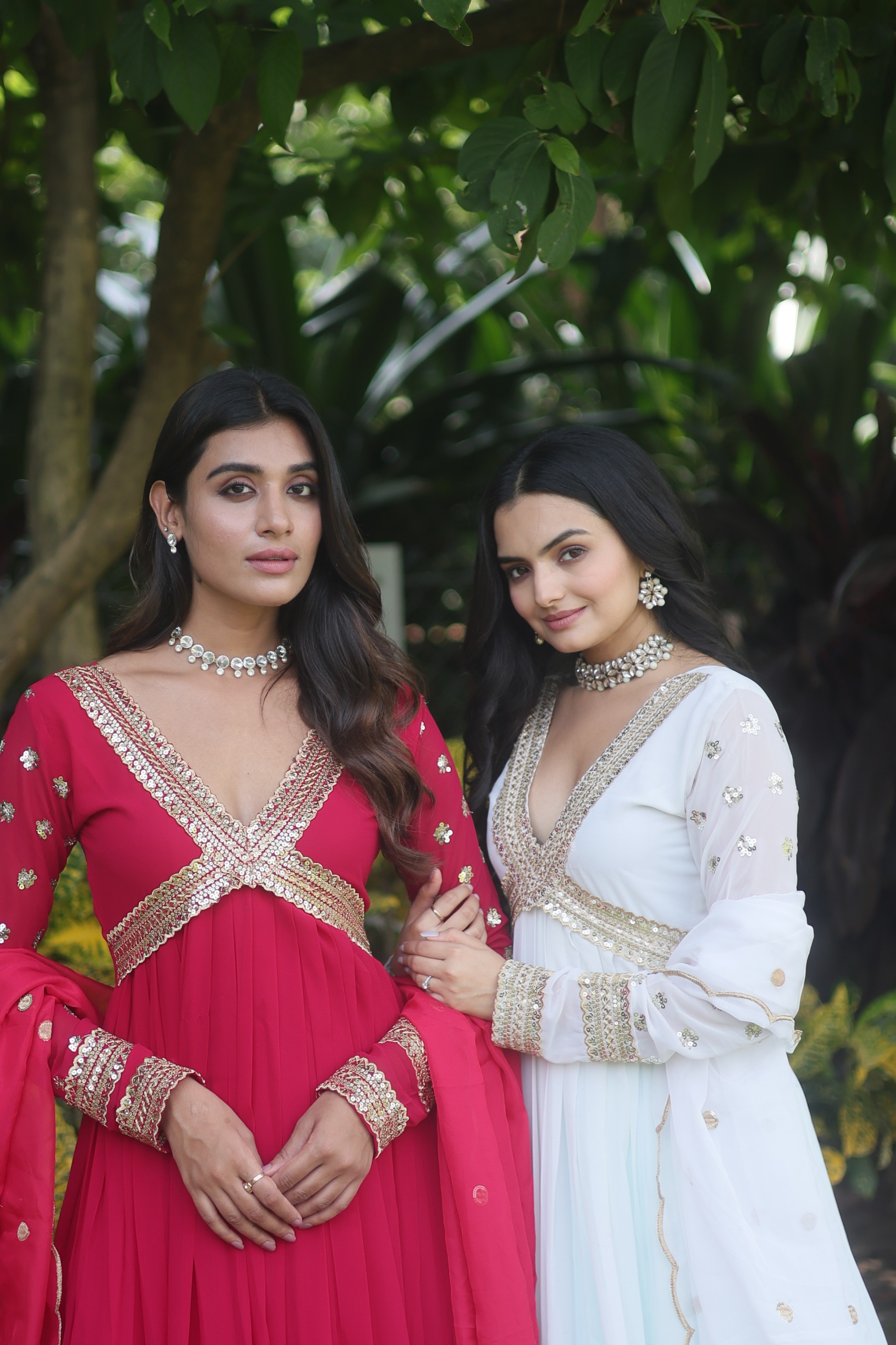 Rani Pink Faux Blooming Zari Embroidery Work Gown - Image 6