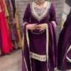 Purple Velvet Mirror Embroidery Work Salwar Suit