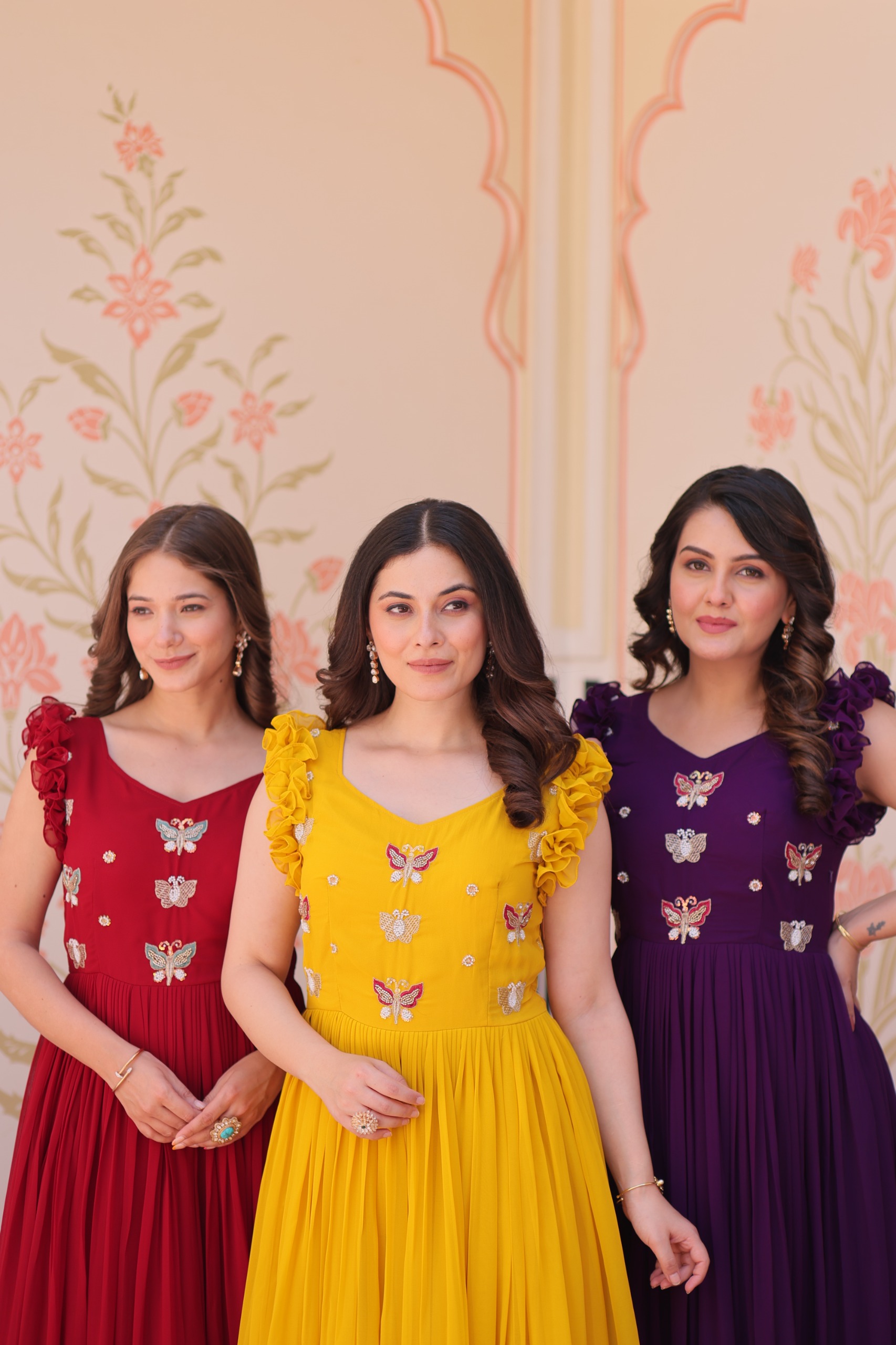 Yellow Faux Blooming Sequins Work Gown - Image 7