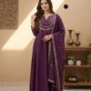 Wine Vichitra Silk Sequence Work Gown