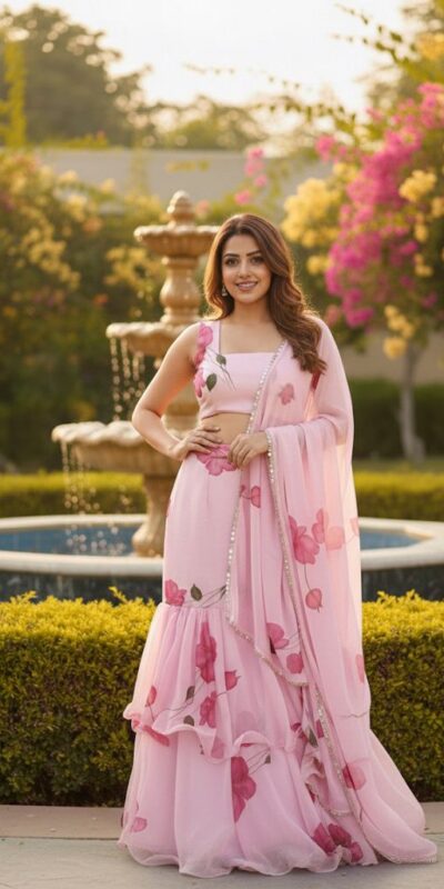 Baby Pink Premium Faux Georgette Saree BD 1805 Baby Pink with Digital Print. Now at just ₹2049. Delivery 4-6 Working Days. Shop now. | Sarees, Bollywood Sarees, Creative Sarees, Designer Sarees, Embroidered Sarees, Ethnic Saree, Modern Digital sarees, Party Wear Sarees