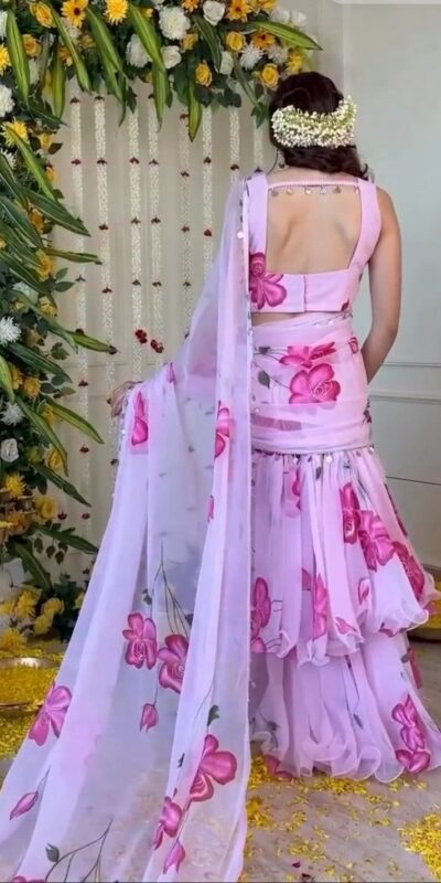 Baby Pink Premium Faux Georgette Saree BD 1805 Baby Pink with Digital Print. Now at just ₹2049. Delivery 4-6 Working Days. Shop now. | Sarees, Bollywood Sarees, Creative Sarees, Designer Sarees, Embroidered Sarees, Ethnic Saree, Modern Digital sarees, Party Wear Sarees