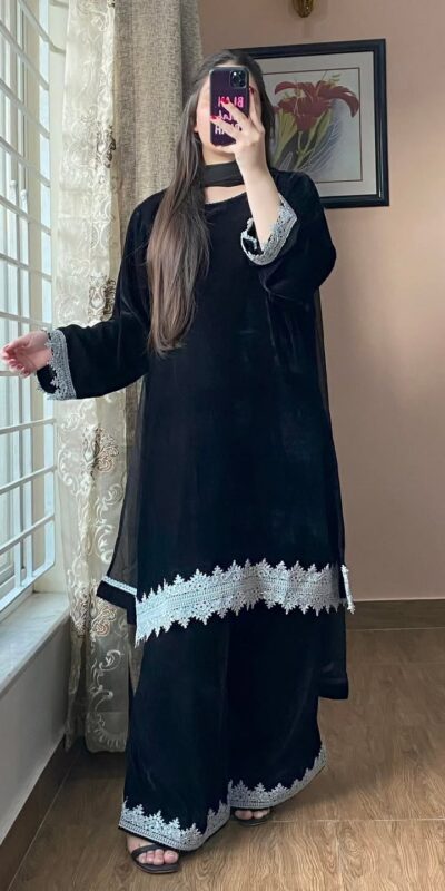 BE 419 Black Georgette Salwar Suit with Lace Work & Embroidery Work. Get it for ₹1849. Delivery 4-6 Working Days. Shop now. | Jump Suits, Tops & Bottoms, Track Suits, Trendy Wear, Salwar suit, Designer Suits, Casual Suits, Creative suits, Palazzo Suits, Party Wear Suits, Patiala Suits, Straight Suits