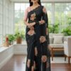 Black TB Organza Digital Print Saree