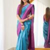Blue Lichi Silk Jacquard Work Saree