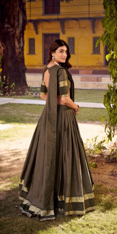 LNB 1900 Grey Color Chettinad Cotton Chex Zari Work Lehenga Choli . Now at just ₹3249. Delivery 4-6 Working Days. Shop now. | Lehenga, Bollywood Lehenga, Creative Lehenga, Designer Lehenga, Embroidered Lehenga, Party Wear Lehenga