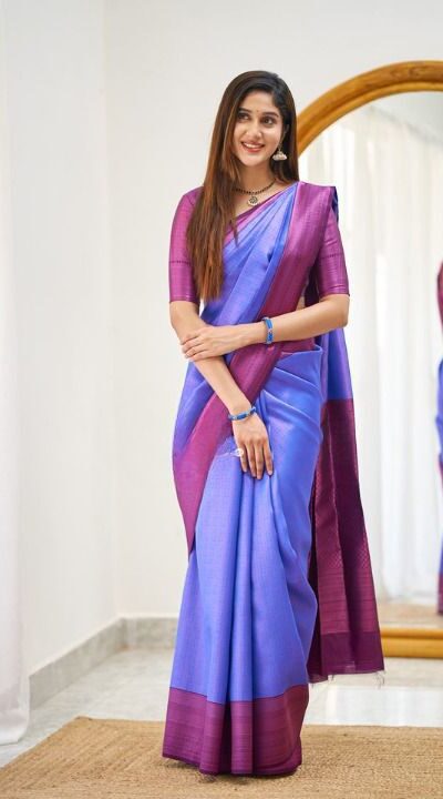 Lavender Lichi Silk Jacquard Work Saree