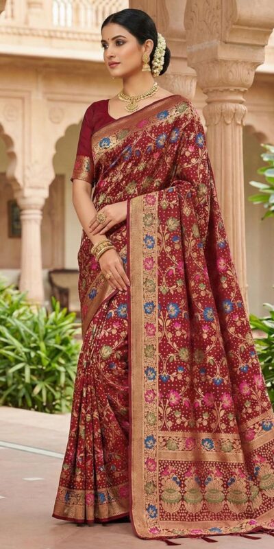 MS 546 Maroon in Color Banarasi Silk Zari Work All Over Saree . Available at ₹1649 only. Delivery 4-6 Working Days. Shop now. | Sarees, Bollywood Sarees, Creative Sarees, Designer Sarees, Embroidered Sarees, Ethnic Saree, Modern Digital sarees, Party Wear Sarees
