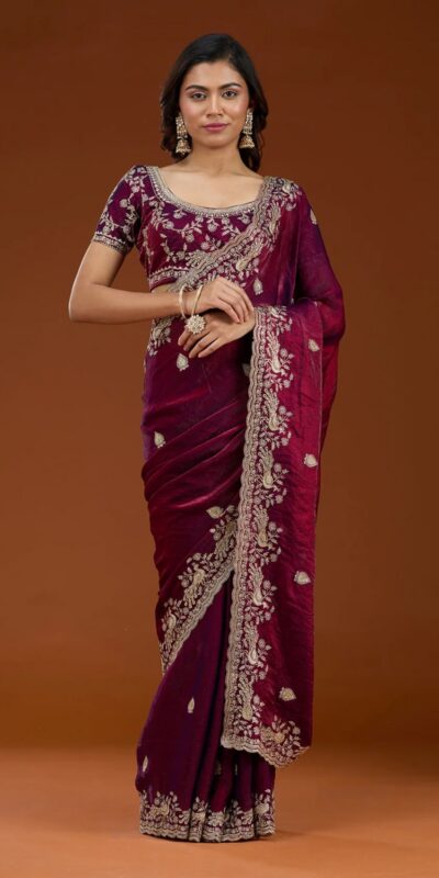 E BT 438 Maroon in Fandy Satin Silk mbroidery Work & Zari Work Saree. Special Price ₹1949. Delivery 4-6 Working Days. Shop now. | Sarees, Bollywood Sarees, Creative Sarees, Designer Sarees, Embroidered Sarees, Ethnic Saree, Modern Digital sarees, Party Wear Sarees