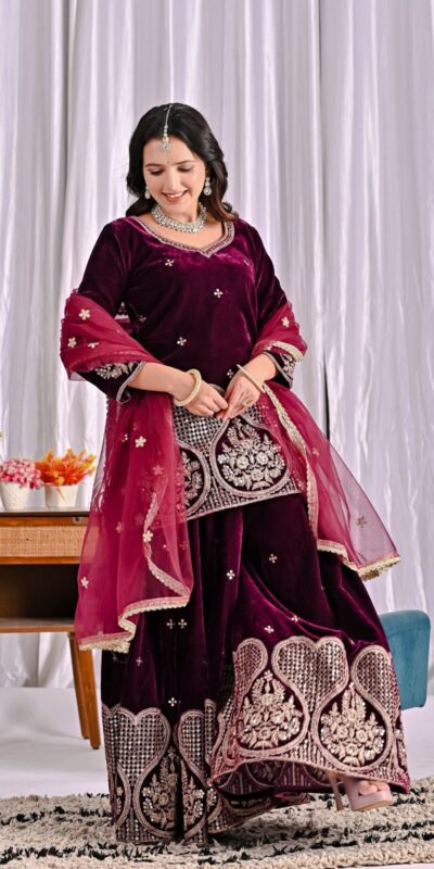 ND 5054 Maroon Embroidery Work Salwar Suit in Maroon Viscous Velvet. Available at ₹2449 only. Delivery 4-6 Working Days. Shop now. | Jump Suits, Tops & Bottoms, Track Suits, Trendy Wear, Salwar suit, Designer Suits, Casual Suits, Creative suits, Palazzo Suits, Party Wear Suits, Patiala Suits, Straight Suits