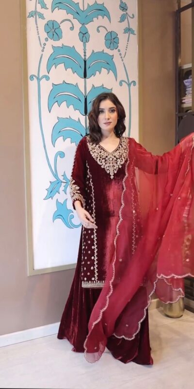 LG 2020 Maroon Velvet Salwar Suit with Embroidery Work. Wedding, Party, Festive, Events, Now at just ₹1899. Delivery 4-6 Working Days. Shop now. | Jump Suits, Tops & Bottoms, Track Suits, Trendy Wear, Salwar suit, Designer Suits, Casual Suits, Creative suits, Palazzo Suits, Party Wear Suits, Patiala Suits, Straight Suits