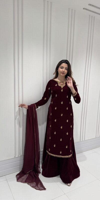 LG 2033 Maroon Color Velvet Embroidery Work Salwar Suit . Wedding, Party, Festive, Events, Available at ₹1949 only. Delivery 4-6 Working Days. Shop now. | Jump Suits, Tops & Bottoms, Track Suits, Trendy Wear, Salwar suit, Designer Suits, Casual Suits, Creative suits, Palazzo Suits, Party Wear Suits, Patiala Suits, Straight Suits