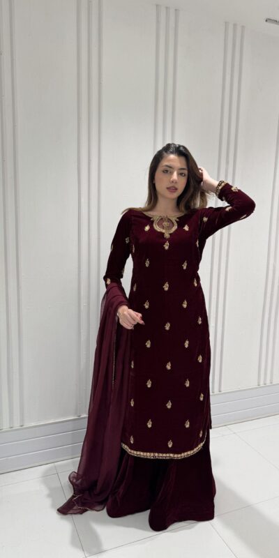 LG 2033 Maroon Color Velvet Embroidery Work Salwar Suit . Wedding, Party, Festive, Events, Available at ₹1949 only. Delivery 4-6 Working Days. Shop now. | Jump Suits, Tops & Bottoms, Track Suits, Trendy Wear, Salwar suit, Designer Suits, Casual Suits, Creative suits, Palazzo Suits, Party Wear Suits, Patiala Suits, Straight Suits