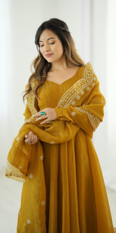 SSR 5006 Mustard Fandy Silk Gown Perfect for Wedding, Party, Pongal, Traditional Day, Baby Shower – . Get it for ₹1999. Delivery 4-6 Working Days. Shop | Gowns, Bollywood Gowns, Creative Gowns, Designer Gowns, Embroidered Gowns, Party Wear Gowns