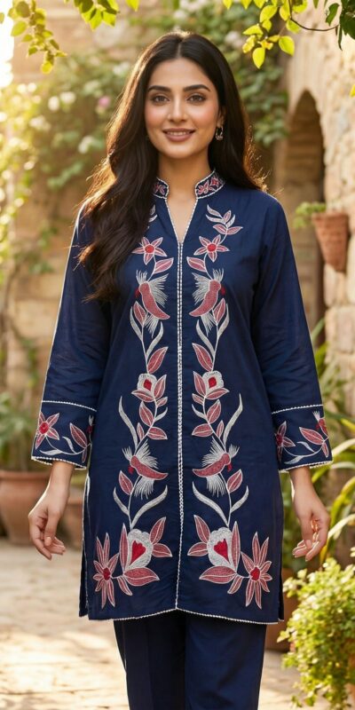 Kurti INLI Libas Navy Blue in Rayon Embroidery Work . Wedding, Party, Festive, EventsGet it for ₹1599. Delivery 4-6 Working Days. Shop now. | Kurti, Bollywood Kurti, Creative Kurtis, Designer Kurti, Party Wear Kurti, Selfie Kurti