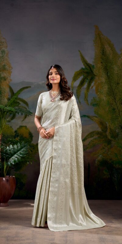 Off White Kanjivaram Weaving Saree