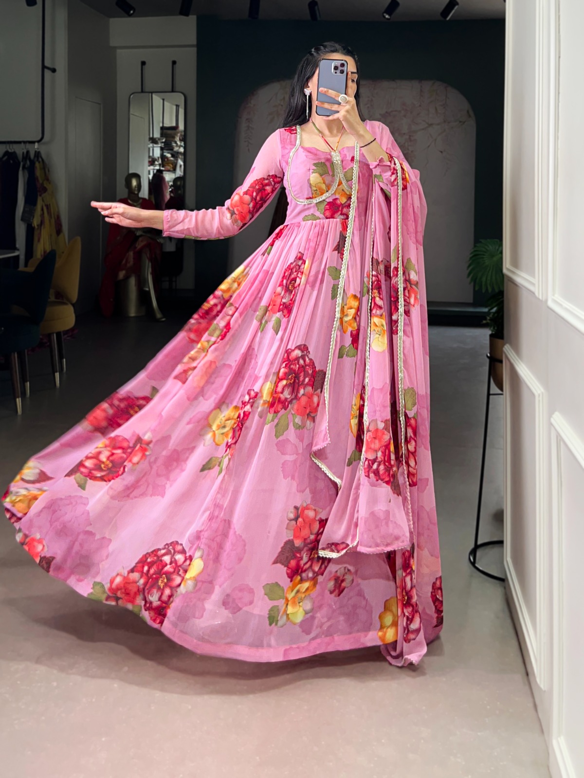 YNF 5103 Pink Lace Work Gown in Chiffon. Get it for ₹1899. Wedding, Party, Festive, Events Delivery 4-6 Working Days. Shop now. | Gowns, Bollywood Gowns, Creative Gowns, Designer Gowns, Embroidered Gowns, Party Wear Gowns
