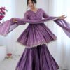 SRK 5300 Purple Mal Chanderi With Lace Work & Mirror Work Salwar Suit . Get it for ₹2099. Delivery 4-6 Working Days. Shop now. | Jump Suits, Tops & Bottoms, Track Suits, Trendy Wear, Salwar suit, Designer Suits, Casual Suits, Creative suits, Palazzo Suits, Party Wear Suits, Patiala Suits, Straight Suits