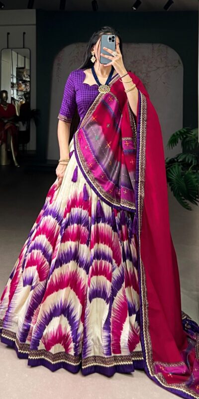 LNB 1247 Purple Color Taser Silk Printed Lehenga Choli Wedding, Party, Festive, Events Etc. Delivery 4-6 Working Days Rs 2849 | Lehenga, Bollywood Lehenga, Creative Lehenga, Designer Lehenga, Embroidered Lehenga, Party Wear Lehenga