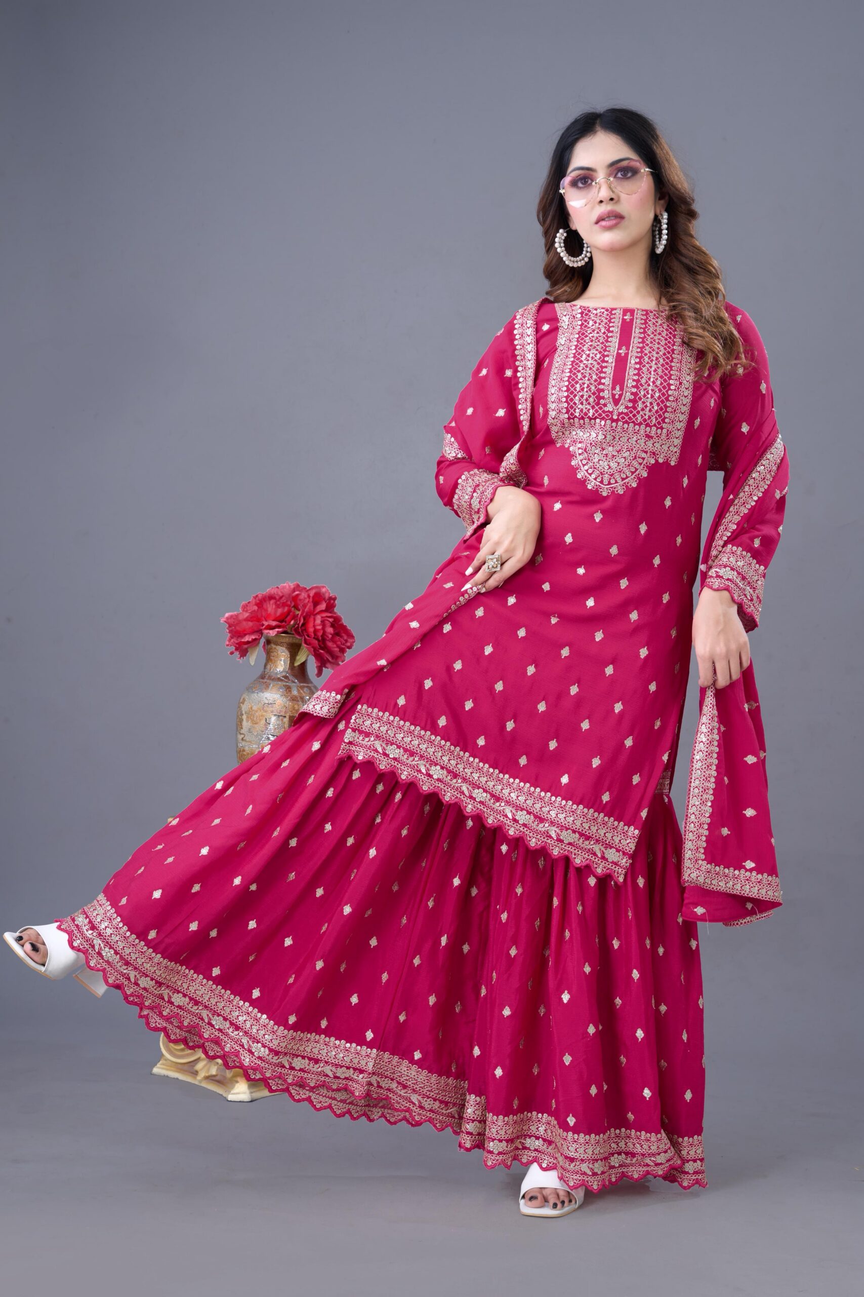 ZF 5006 Rani Pink Color Chinon Silk Sequence Work Salwar Suit Casual, Wedding, Festive, Events . Expected Delivery 4-6 Working Days @2149/- only | Jump Suits, Salwar suit, Designer Suits, Casual Suits, Creative suits, Palazzo Suits, Party Wear Suits, Patiala Suits, Straight Suits