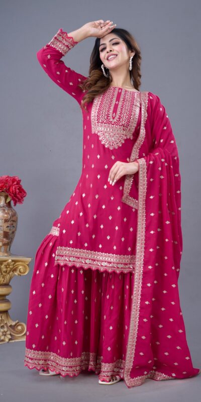ZF 5006 Rani Pink Color Chinon Silk Sequence Work Salwar Suit Casual, Wedding, Festive, Events . Expected Delivery 4-6 Working Days @2149/- only | Jump Suits, Salwar suit, Designer Suits, Casual Suits, Creative suits, Palazzo Suits, Party Wear Suits, Patiala Suits, Straight Suits