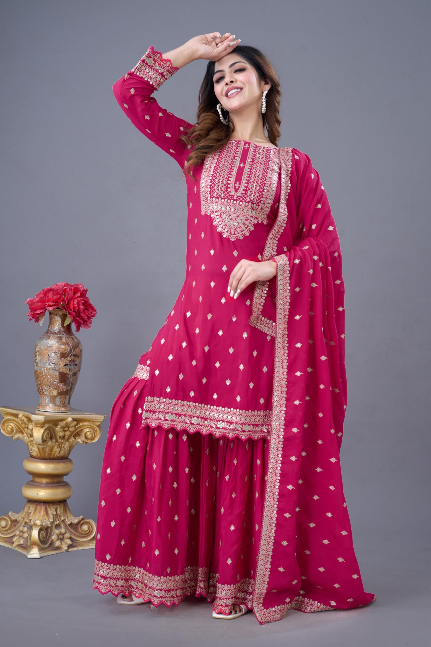 ZF 5006 Rani Pink Color Chinon Silk Sequence Work Salwar Suit Casual, Wedding, Festive, Events . Expected Delivery 4-6 Working Days @2149/- only | Jump Suits, Salwar suit, Designer Suits, Casual Suits, Creative suits, Palazzo Suits, Party Wear Suits, Patiala Suits, Straight Suits